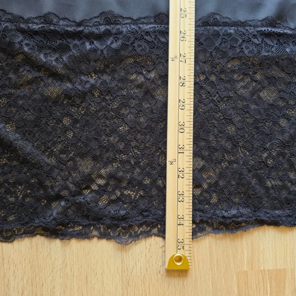 House of Harlow 1960 Black Satin Lace Trim Midi Slip Skirt Womens Size Medium - Picture 6 of 8
